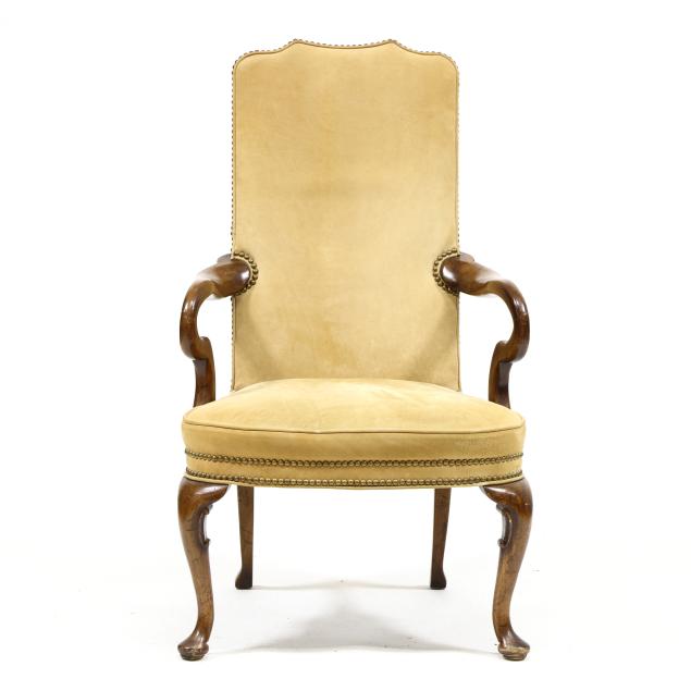 hickory-chair-queen-anne-style-suede-upholstered-library-chair