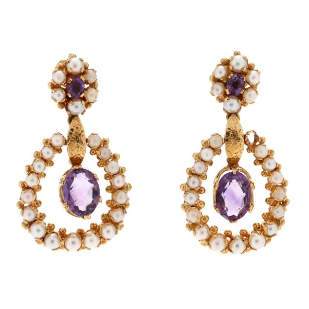 vintage-gold-amethyst-and-pearl-earrings