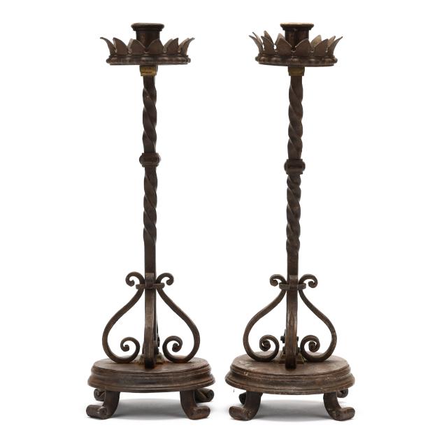 pair-of-vintage-french-wrought-iron-candlesticks