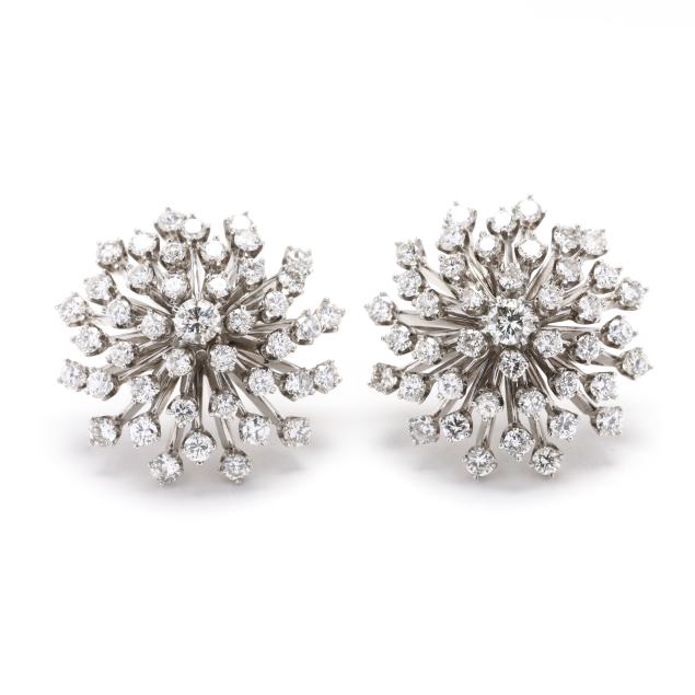 vintage-white-gold-and-diamond-cluster-earrings