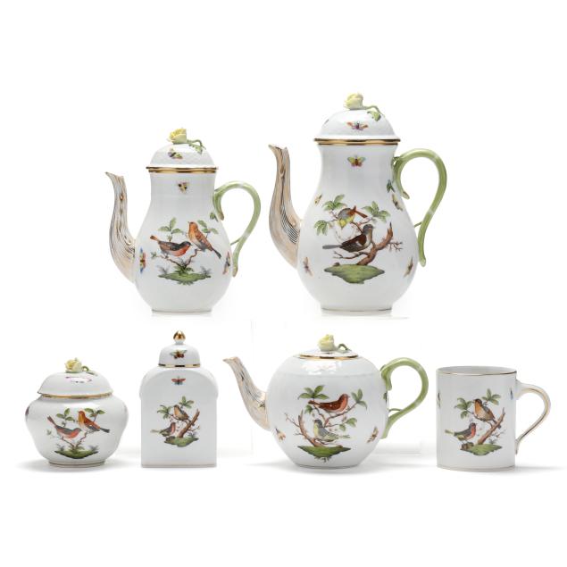 a-group-of-six-herend-rothschild-bird-i-tea-coffee-related-items