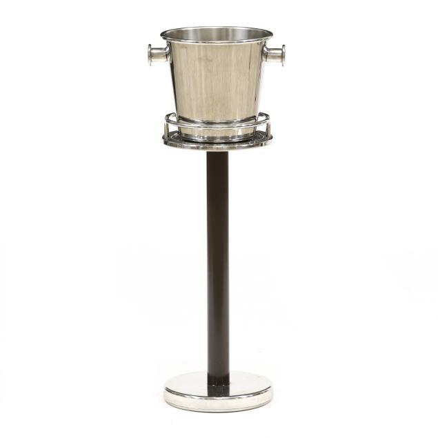 ettore-sottsass-austria-1917-2007-polished-steel-ice-bucket-and-stand