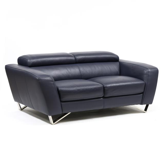 contemporary-navy-leather-sofa