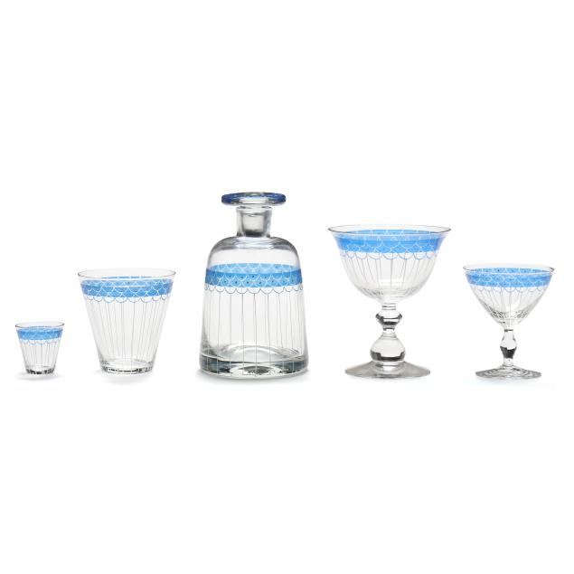 collection-of-blue-enameled-art-deco-glassware