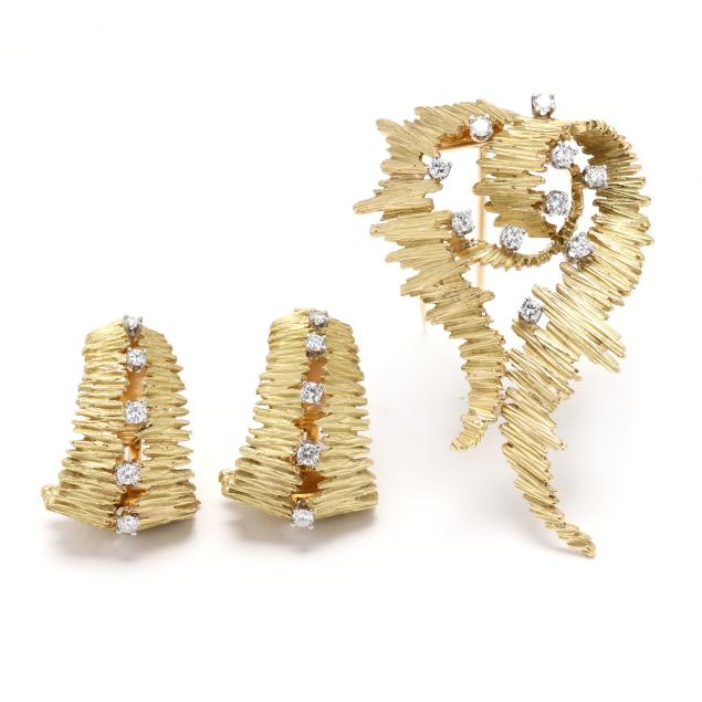 modernist-gold-and-diamond-brooch-and-earrings-george-schuler