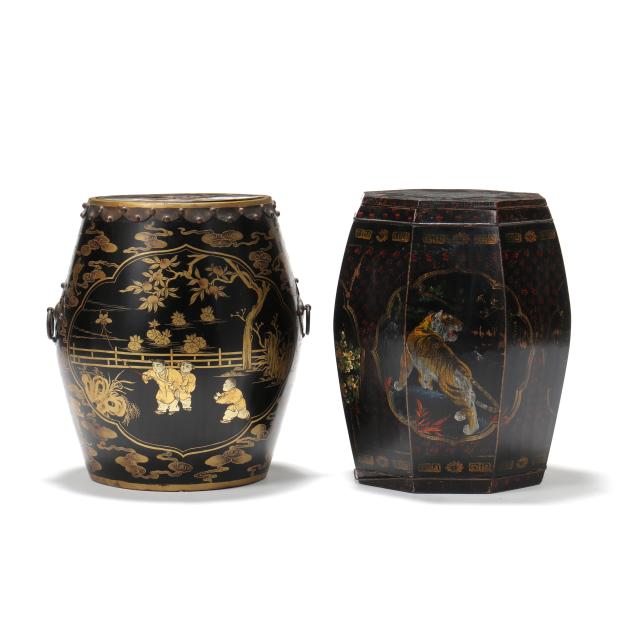 two-chinese-black-lacquered-and-gilt-wooden-storage-stools