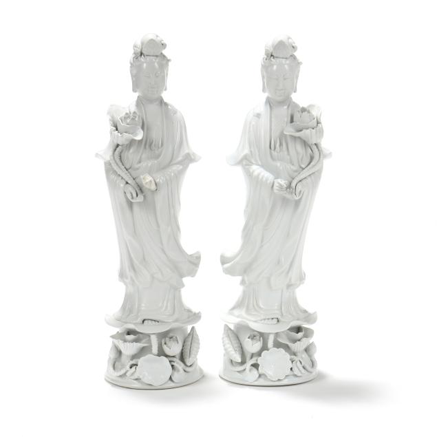 a-pair-of-large-porcelain-blanc-de-chine-guanyin-sculptures