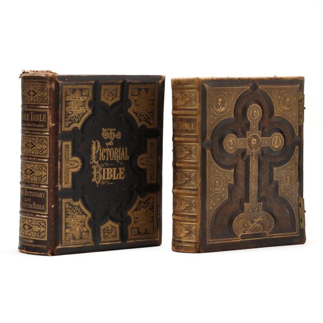 two-19th-century-illustrated-and-leather-bound-holy-bibles