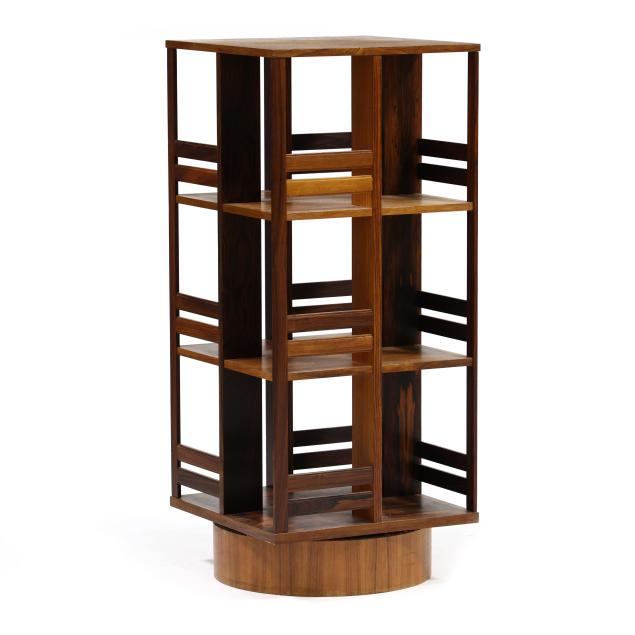 danish-modern-rosewood-revolving-bookcase