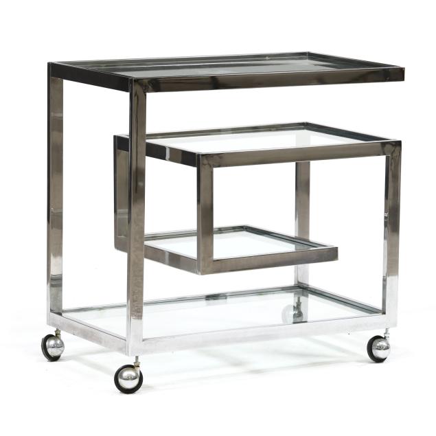 attributed-milo-baughman-american-1923-2003-polished-steel-and-glass-barcart