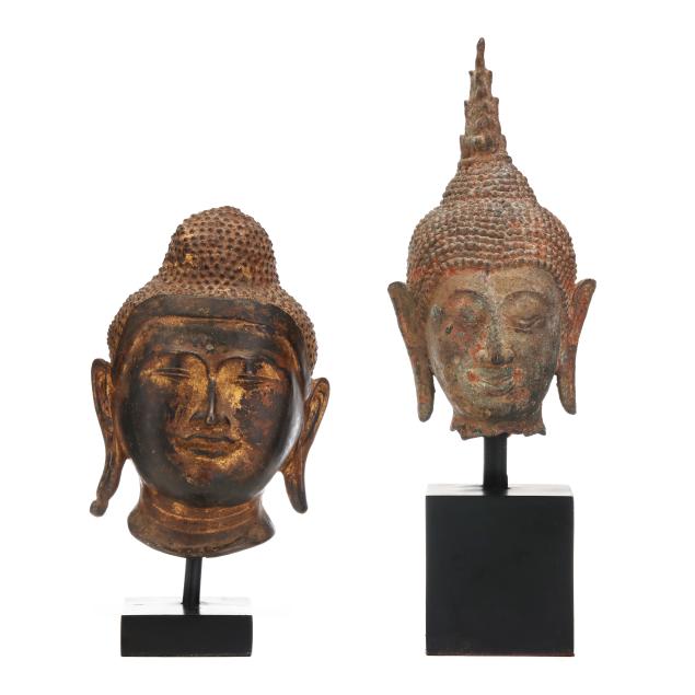 two-southeast-asian-bronze-buddha-heads