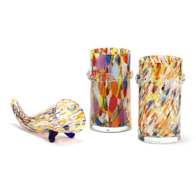 three-czechoslovakian-glass-vases