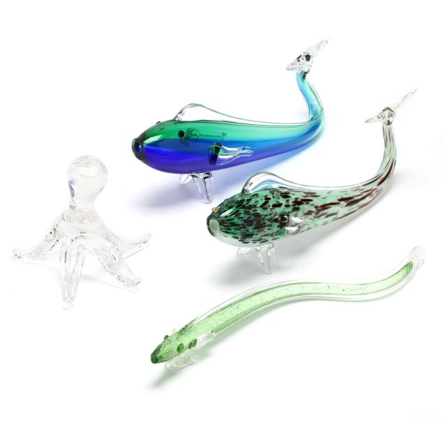 four-art-glass-sea-creatures