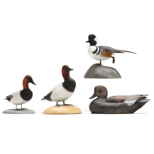 tommy-rogers-nc-1946-2021-four-miniature-waterfowl-carvings