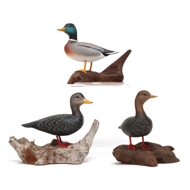 curtis-waterfield-va-1926-2017-three-miniature-waterfowl-carvings