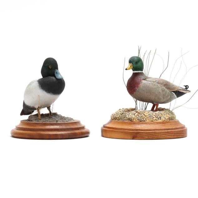 jerry-barkley-nc-two-miniature-waterfowl-carvings-on-bases