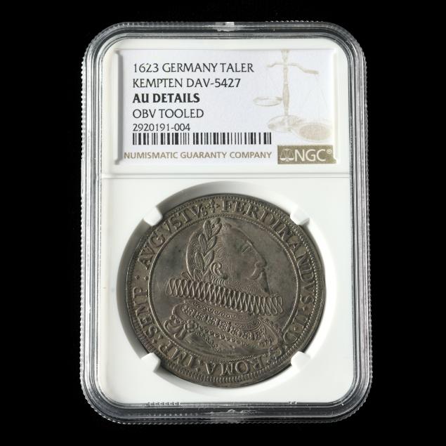 german-states-kempten-ferdinand-ii-1623-taler-ngc-au-details