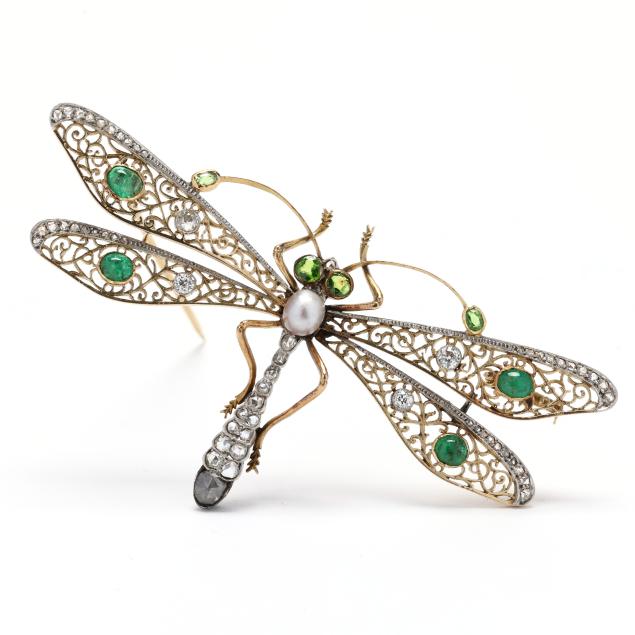 art-nouveau-platinum-topped-gold-gold-and-gem-set-dragonfly-brooch