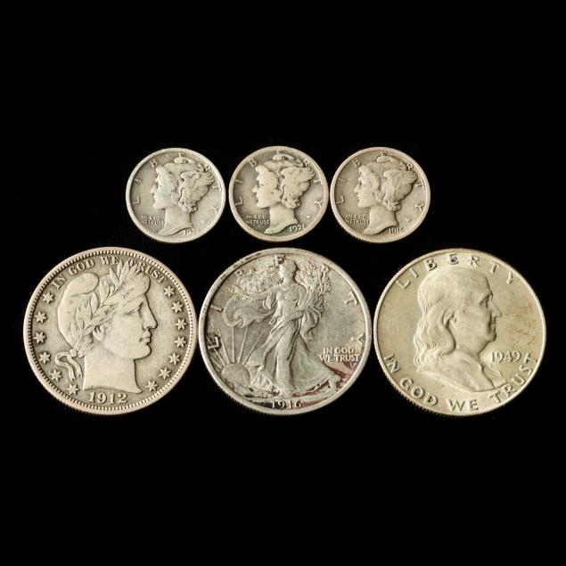 Six (6) Collectible Pre-1950 U.S. Silver Coins (Lot 4091 - Historic ...