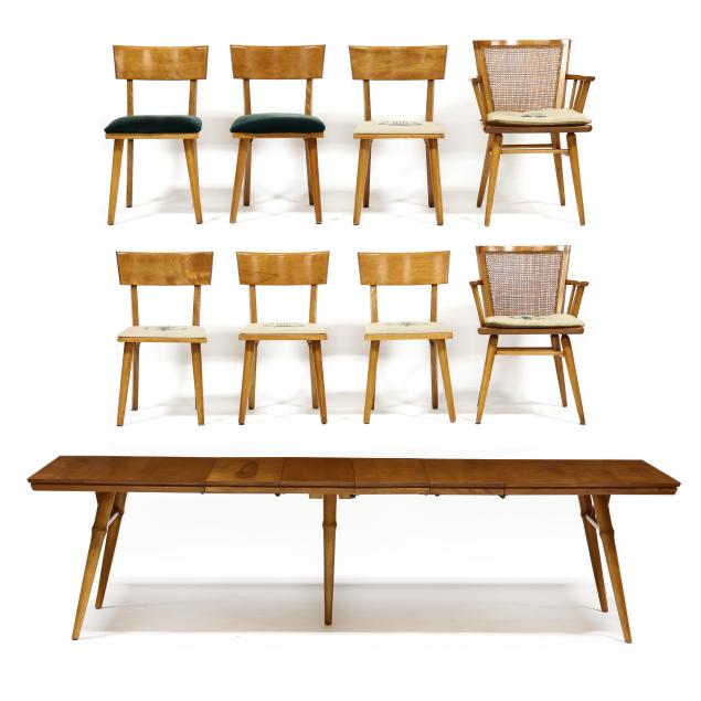 russel-wright-american-1904-1976-mid-century-maple-dining-table-and-eight-chairs