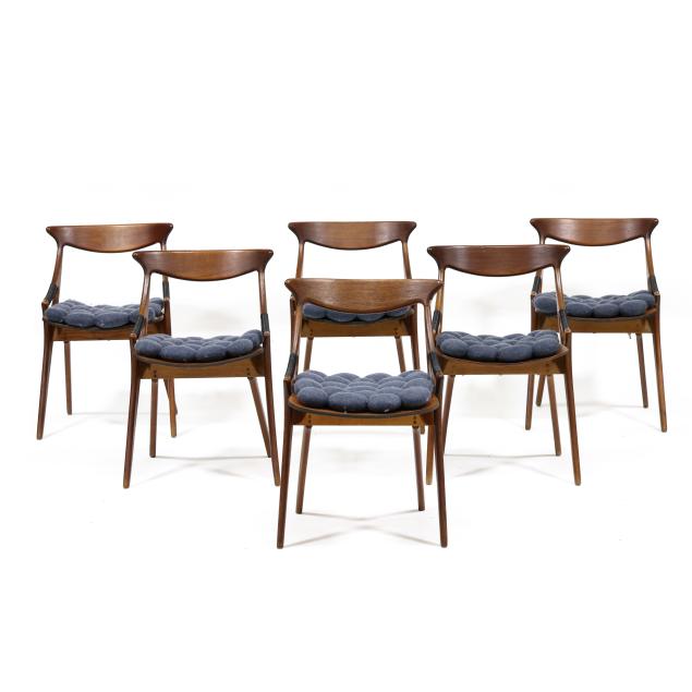 arne-hovmand-olsen-denmark-1916-1986-set-of-six-i-model-71-i-chairs