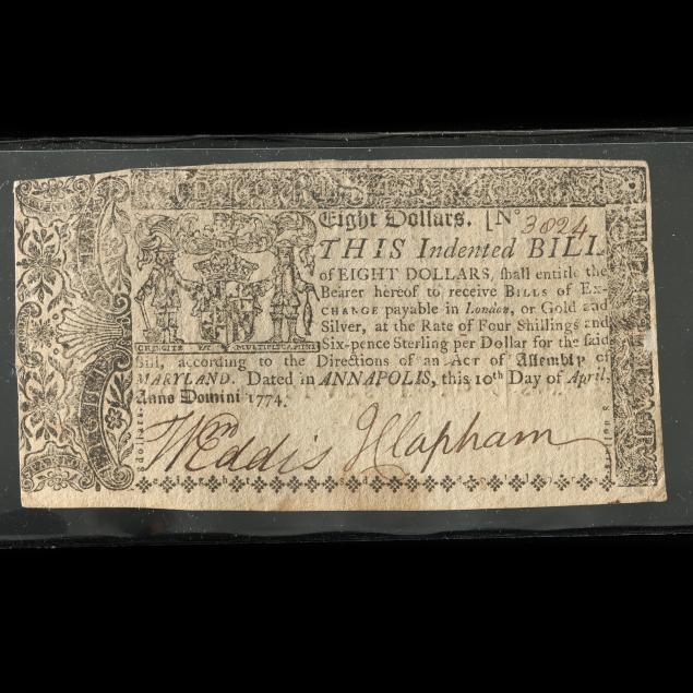 colonial-maryland-eight-dollar-note-by-anne-catharine-hoof-green