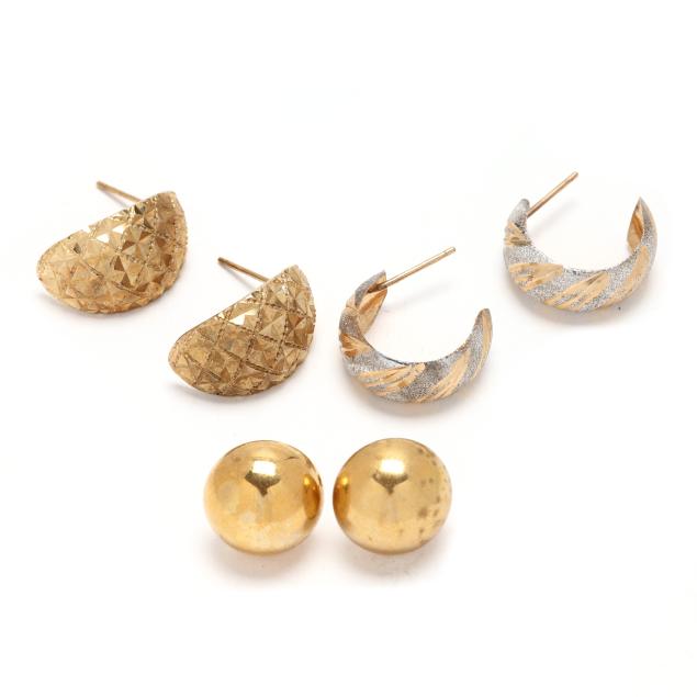 three-pairs-of-gold-earrings