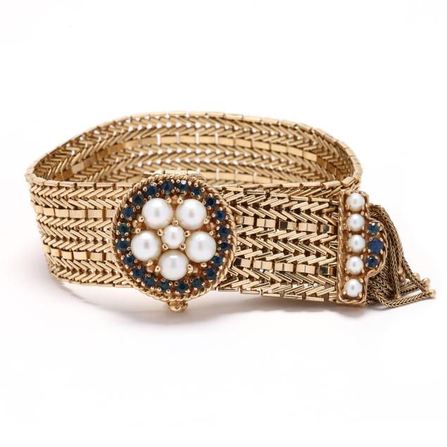 vintage-gold-sapphire-and-pearl-bracelet