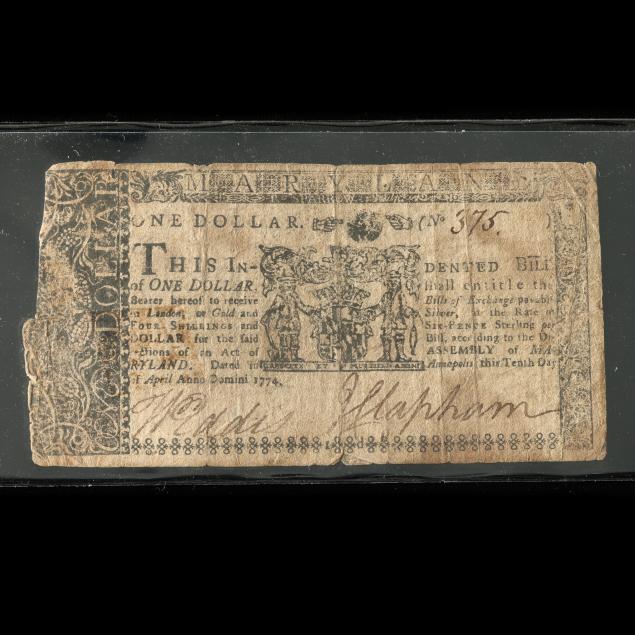 colonial-maryland-one-dollar-note-by-anne-catharine-hoof-green