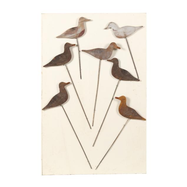 alton-taylor-nc-1905-1988-seven-published-silhouette-beach-robins-mounted-on-panel