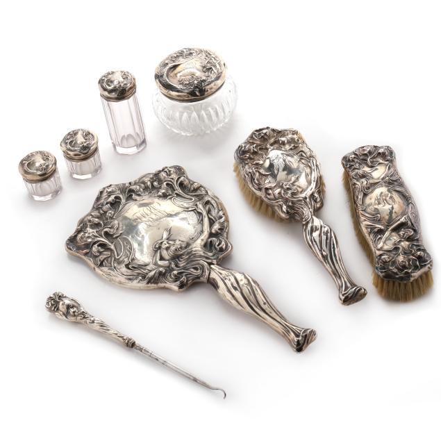 an-art-nouveau-sterling-silver-dresser-set-by-unger-brothers