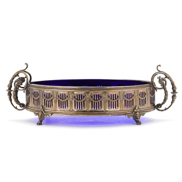 a-german-silver-plated-and-cobalt-glass-centerpiece-planter-by-wmf