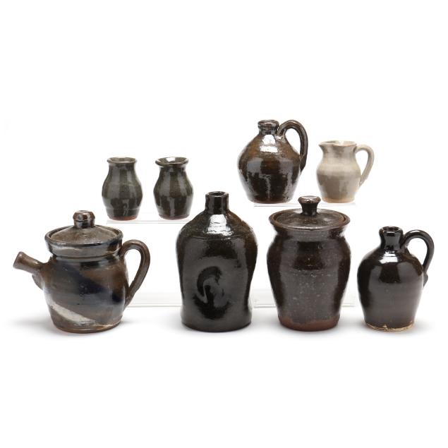 burlon-craig-lincoln-county-nc-1914-2002-a-group-eight-pottery-pieces