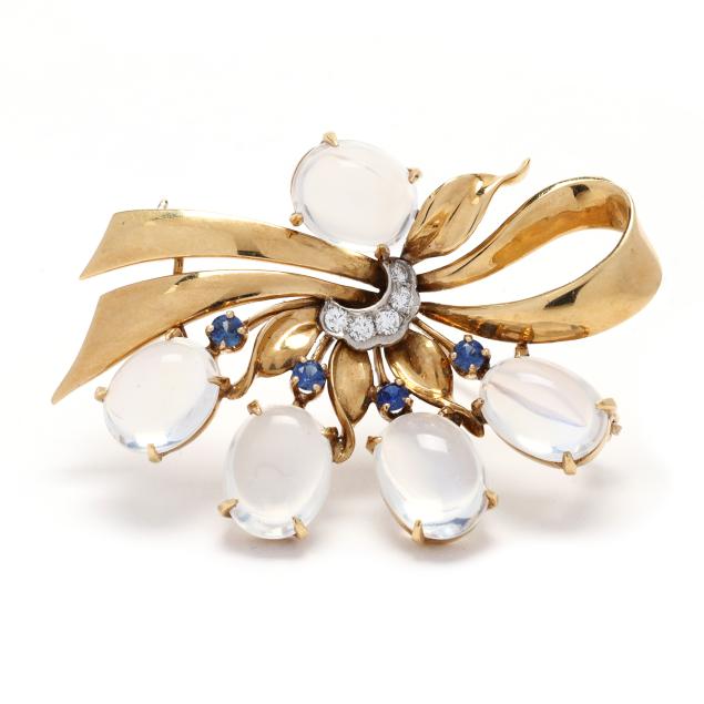 retro-gold-moonstone-sapphire-and-diamond-brooch-raymond-yard