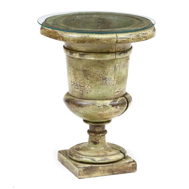 vintage-carved-and-painted-wood-urn-side-table