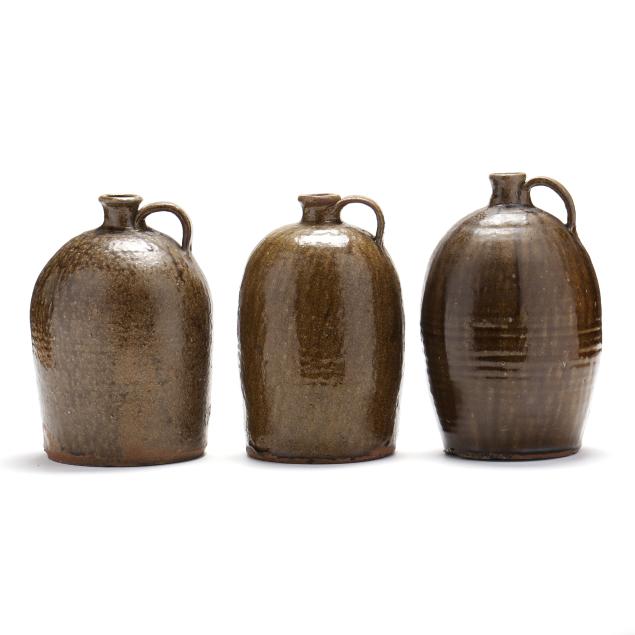 three-one-gallon-western-nc-alkaline-glaze-jugs