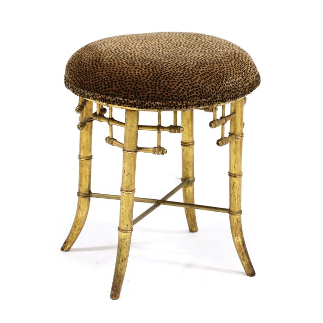 antique-english-gilt-faux-bamboo-stool