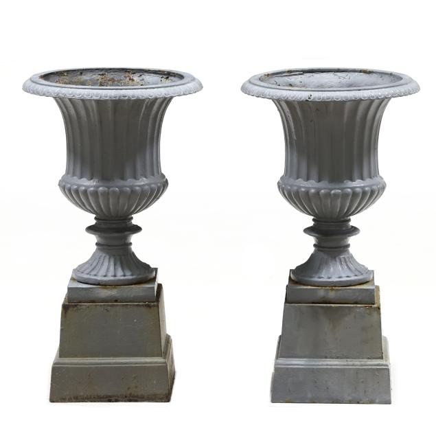 pair-of-painted-cast-iron-garden-urns-on-stands