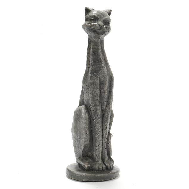 an-art-deco-style-cast-stone-figure-of-a-cat