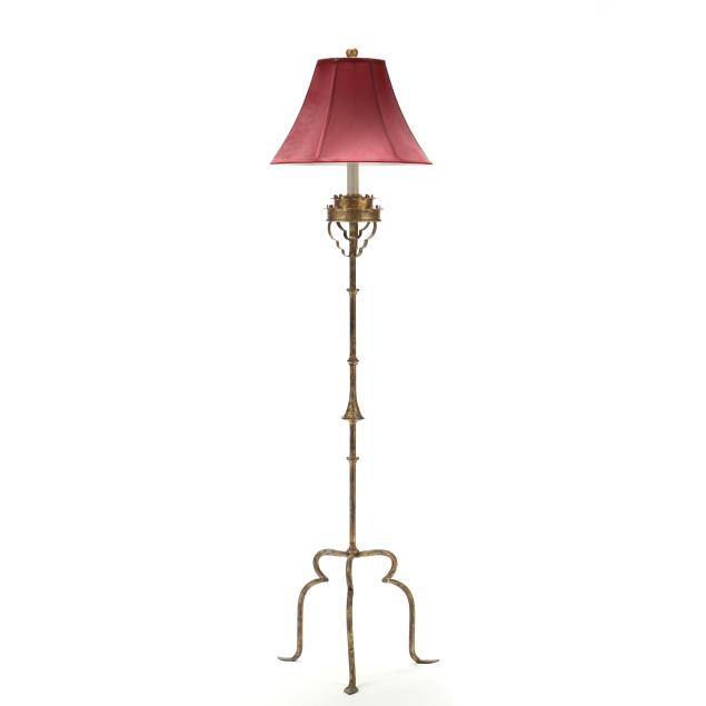 gothic-style-tripodal-gilt-iron-floor-lamp