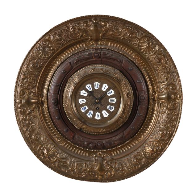 a-continental-brass-repousse-wall-clock