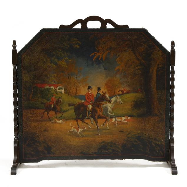 vintage-painted-english-fox-hunt-fire-screen