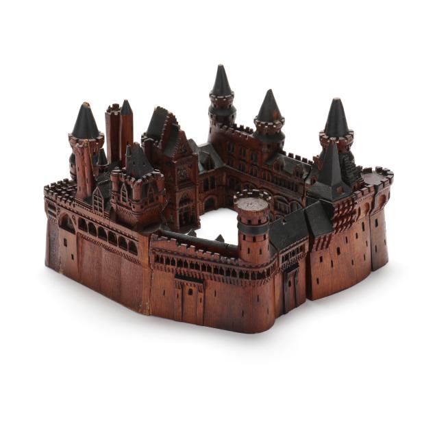 continental-carved-and-polychrome-model-of-a-medieval-castle