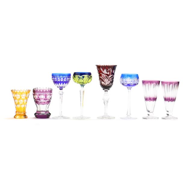 an-assembled-group-of-eight-bohemian-cut-to-clear-glassware