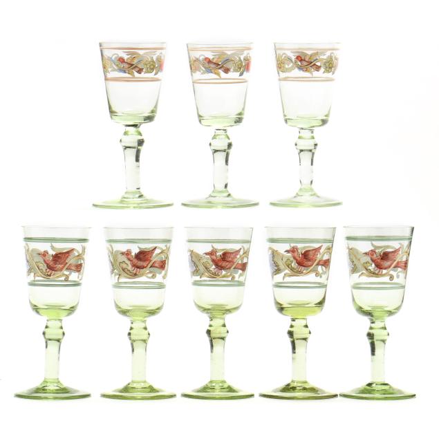 an-assembled-set-of-eight-bohemian-enamel-decorated-glass-goblets