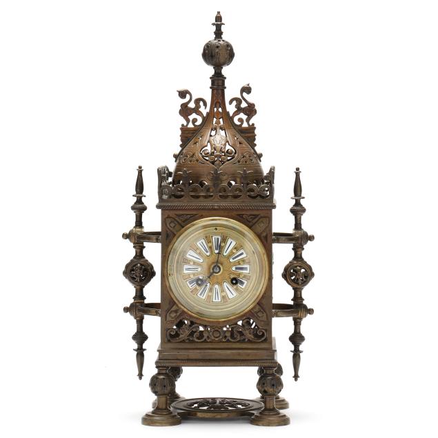 japy-freres-gothic-revival-bronze-mantel-clock