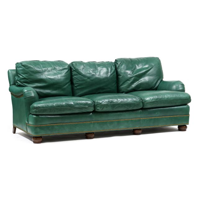 hancock-moore-green-leather-sofa