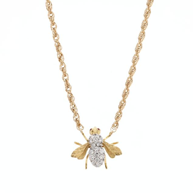 gold-and-diamond-set-bee-pendant-necklace