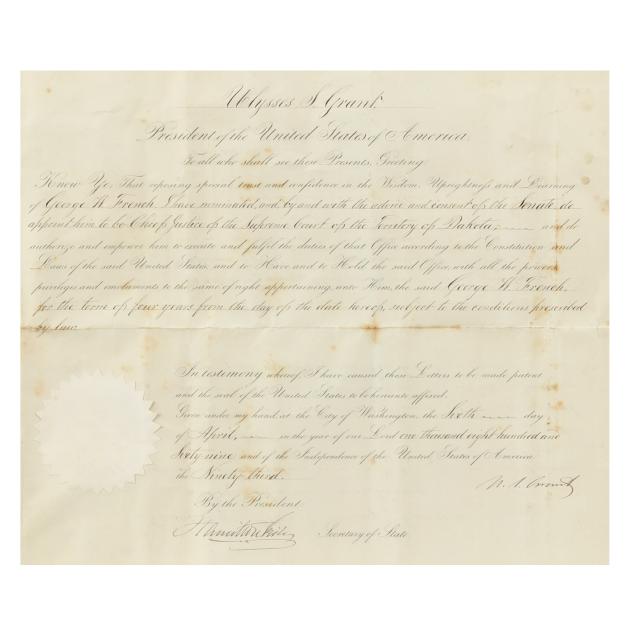 president-u-s-grant-signed-judicial-appointment-for-the-dakota-territory