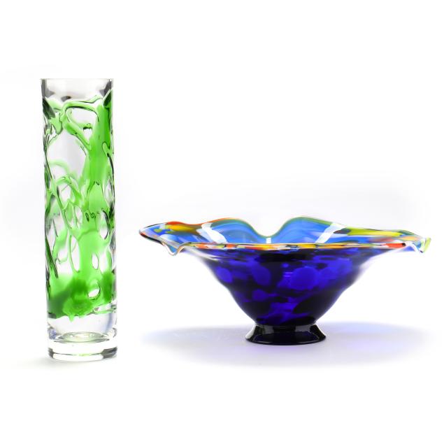 freeform-art-glass-centerpiece-bowl-and-vase